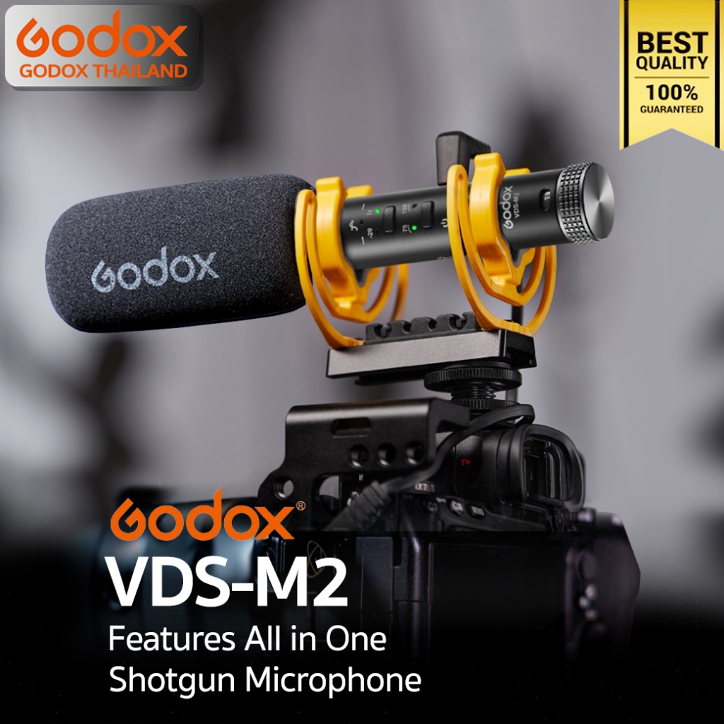 Godox Microphone VDS-M2 All in One Shotgun Microphone สำหรับ Camera Smartphone Tablets & Laptop - ประกันศูนย์ 1เดือน