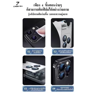 cxshop (012) CRSEVEN ฟิล์มกันรอยกล้อง ตัวป้องกันเลนส์แบบมีบล้อกช่วยติด สำหรับIphone 16E 16 15Pro 11/12/12MINI 14/14PLUS