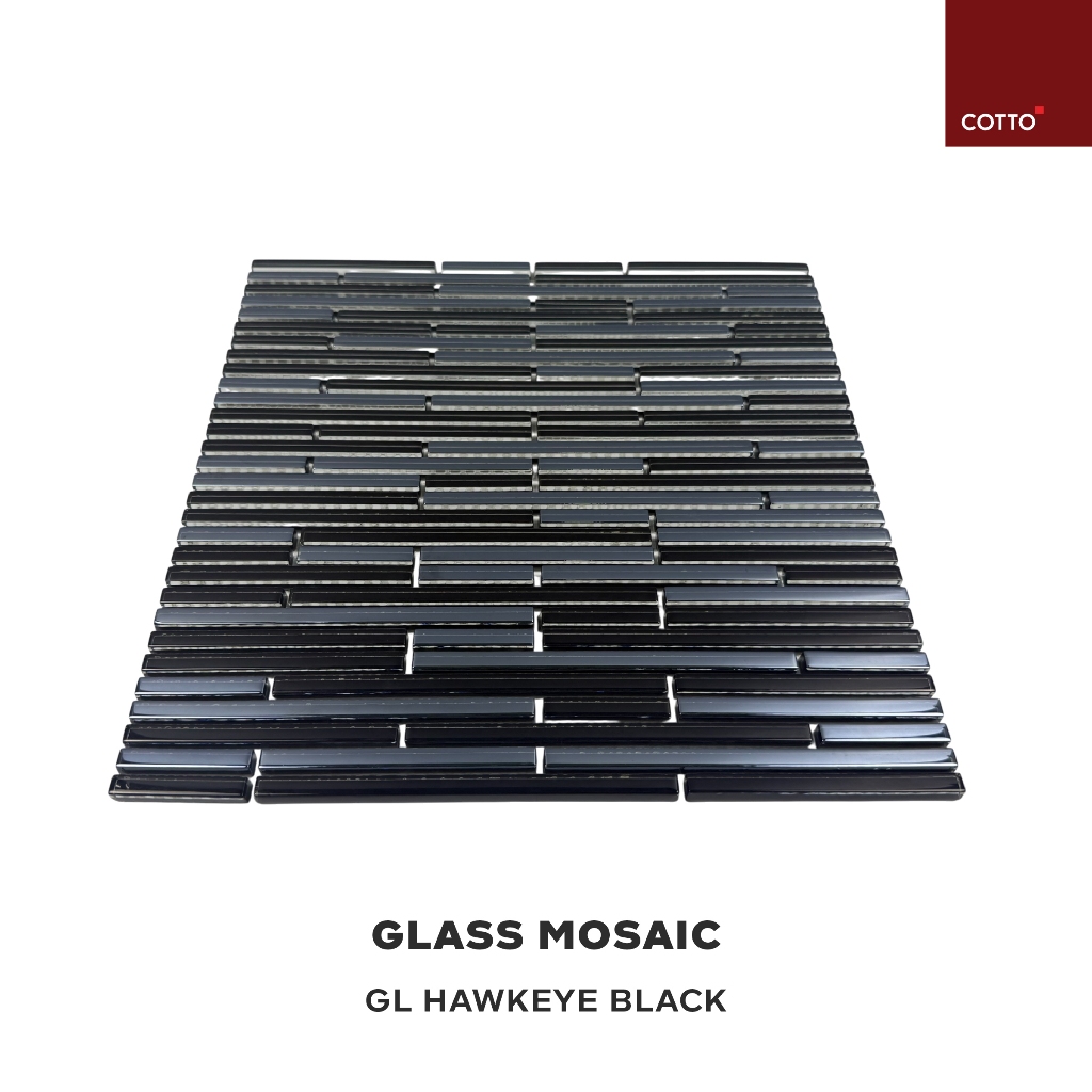 Pre-order*COTTO กระเบื้องโมเสคแก้ว GL HAWKEYE BLACK 12X12 PM  (1แผ่น)