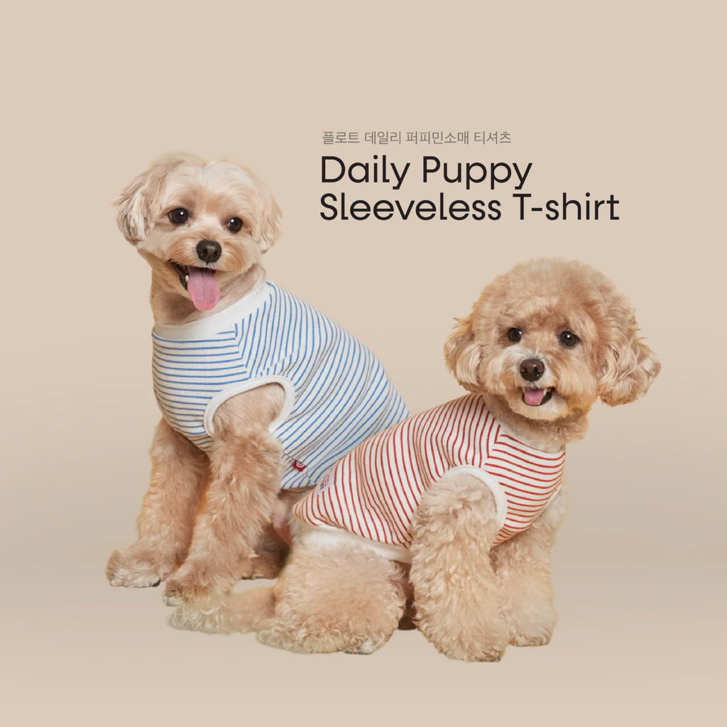Best seller FLOT เสื้อผ้าสัตว์เลี้ยงจากเกาหลี ผ้าพรีเมียม แขนกุดใส่สบาย รุ่น DAILY PUPPY SLEEVELESS T-SHIRT