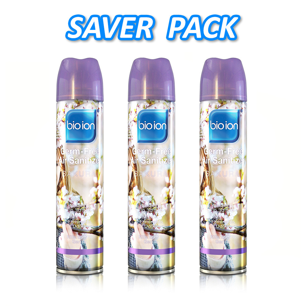สเปรย์ปรับอากาศ ดับกลิ่นห้อง BIOION ดับกลิ่นห้องน้ำ ดับกลิ่นในรถ ดับกลิ่นบุหรี่ 300ml (Pack x3)