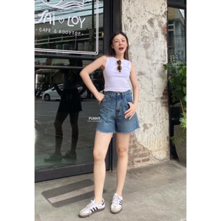 กางเกงยีนส์ขาสั้น ผ้ายีนส์ไม่ยืด แต่งตัดชายกางเกง สียีนส์สโน…