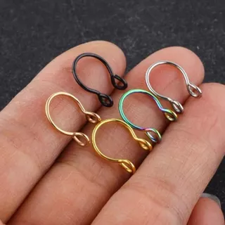 ห่วงจมูก ไม่ต้องเจาะ Fake Septum Medical Titanium Nose Ring Silver Gold Body Clip - 1 ชิ้น