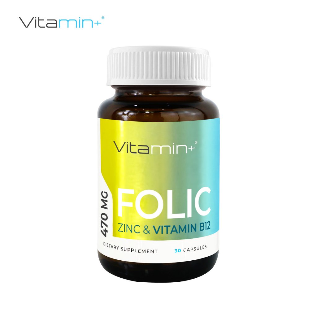 โฟลิก x 1 ขวด วิตามินพลัส Folic Vitamin+ วิตามิน+ วิตามินบี9 Vitamin B9 โฟลิค ซิงค์ Zinc
