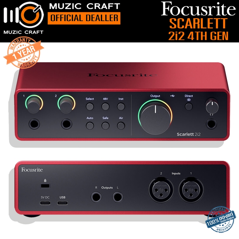 Focusrite Scarlett 2i2 (4th Gen) *ของแท้ประกัน 1ปี* USB-C Audio Interface ออดิโอ อินเตอร์เฟส, iOS/ M