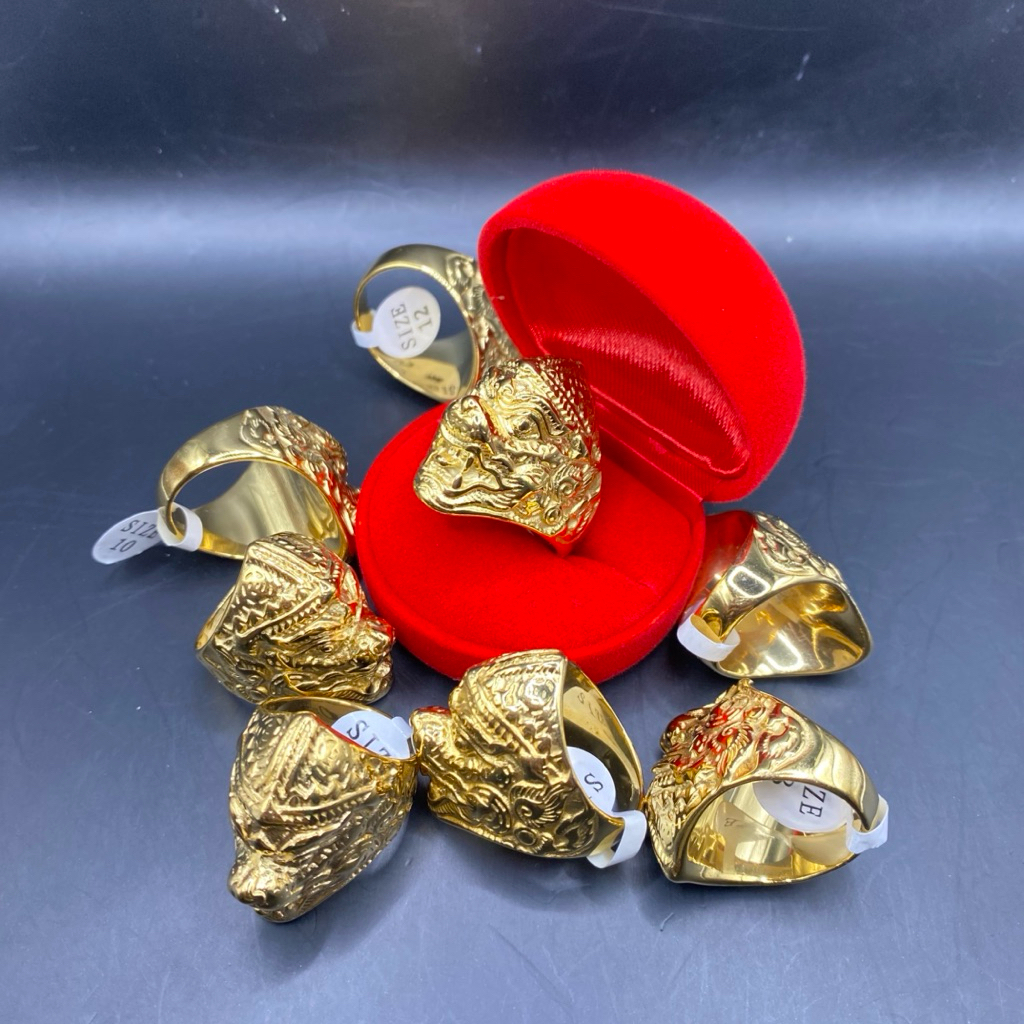 🐵 แหวนหนุมาน🐵 แหวนหัวหนุมาน ต้วเรือนสีทอง สแตนเลสเลเซอร์ 18k ไม่ลอก ไม่ดำ