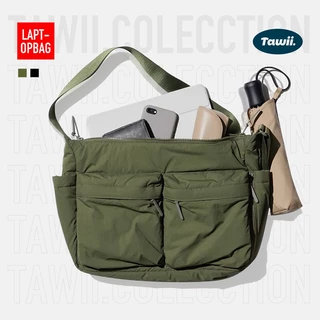 Tawii. กระเป๋าคอม กระเป๋า ขนาดใหญ่ กระเป๋าข้าง สะพายข้างไนล่อน Unisex Bag กันน้ำ กระเป๋าเท่ๆ