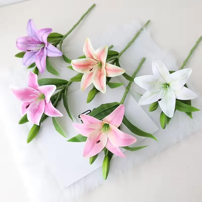 [ร้านไทย] ดอกลิลลี่ 🌈 ดอกใหญ่ 14cm ดอกไม้ปลอม ดอกลิลลี่ปลอม Lilly พร็อพถ่ายรูป ทำดอกไม้ติดเพชรได้