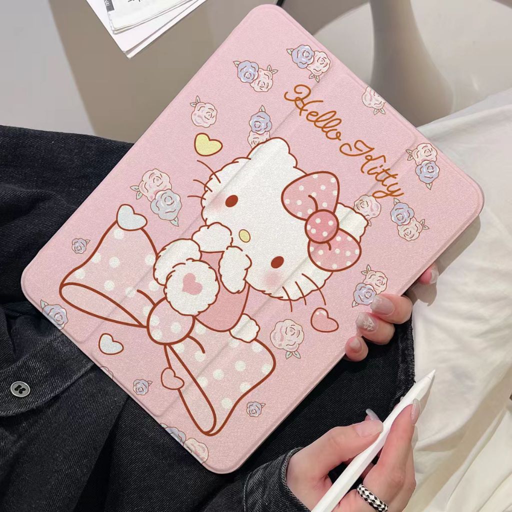 💫พร้อมส่ง💫เคสไอแพด แผงด้านหลังอะครีลิค Hello Kitty มีช่องใส่ปากกา เหมาะกับ Air7 Air6 Gen11 Gen10 pro11