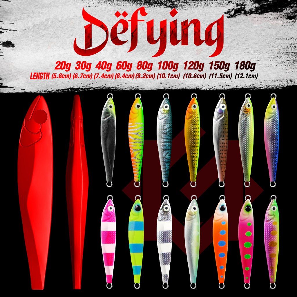 เหยื่อจิ๊ก รุ่น Defying 20 g.ถึง 180 g.มีกดสั่งซื้อเริ่มที่  20/30/40/60/80 g. กรัม มาพร้อมเบ็ด HV760 พร้อมใช้งาน