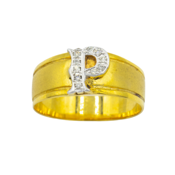 Happy Jewelry แหวน ตัวอักษร P แหวนเพชร แหวนทองเพชรแท้ ทองแท้ 37.5% AL107