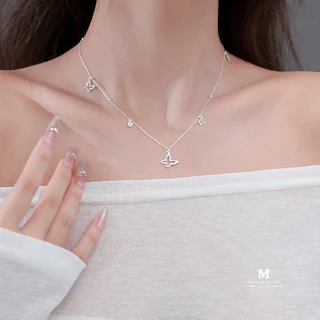 MEET💕พร้อมส่ง สร้อยเงิน Silver Butterfly สร้อยเพชร สร้อยแฟชั่น สร้อยคอเงินแท้ สร้อยคอจี้