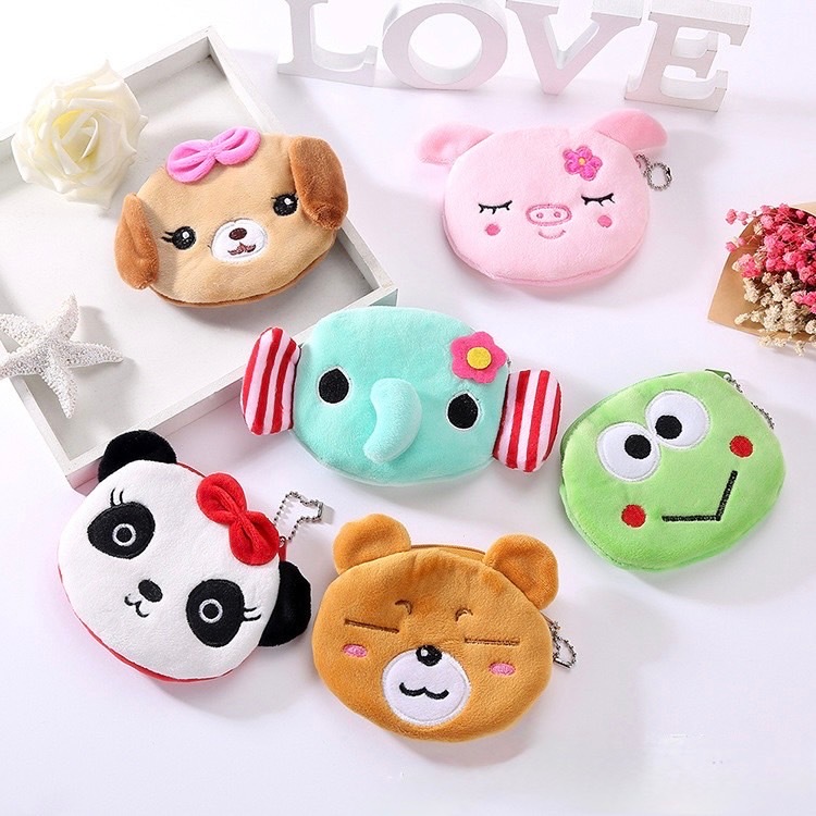 กระเป๋าใส่เหรียญลายการ์ตูนน่ารัก 11cm ของขวัญ ขายส่งและขายปลีก  มีสี่เหลี่ยมและกลมกลม 2 แบบเลือกสีได้ Cartoon Wallet LQB