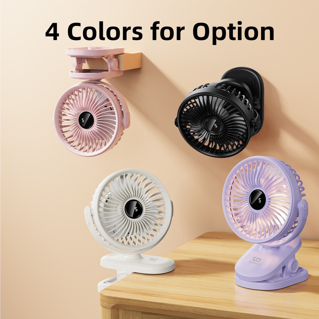 GOOJODOQ พัดลมตั้งโต๊ะ ความเร็วลมปรับได้ 5 ระดับ ฟังก์ชันตั้งเวลาเปิดปิด เสียงรบกวนต่ำ ด้วยแสงสว่าง - รูปที่ 3
