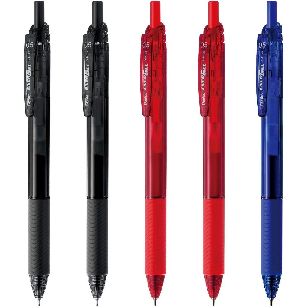 Made in Japan Pentel ballpoint pen gel ink energy gel S 0.5mm BLN125-5AMZ 2 black, 2 red, 1 blue