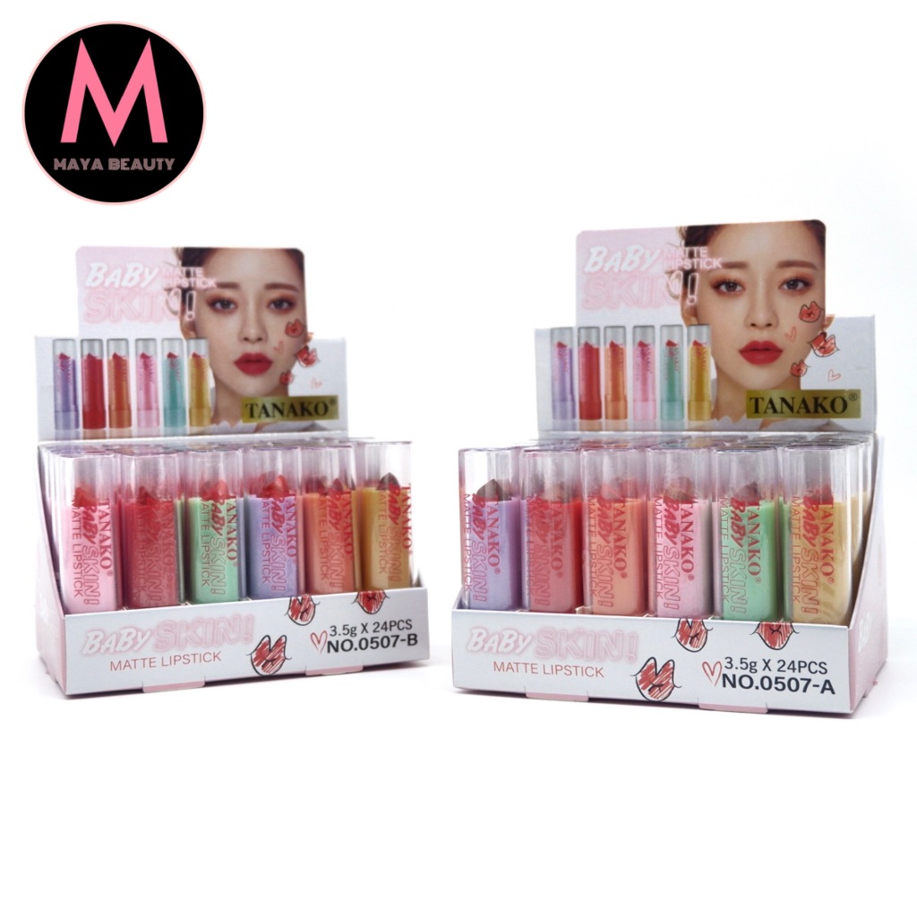 {24แท่ง} TANAKO Skin Baby Matte Lipstick ลิปสติกเนื้อแมทต์ สีเด่นชัด กลบสีคล้ำริมฝีปาก
