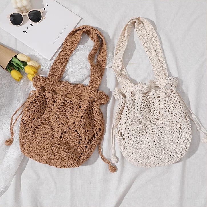 พร้อมส่ง 2 สี กระเป๋าถัก งานถักลายน่ารัก ถักลาย มีซับใน งานถักสวย P368 ราคา ถูกที่สุด ดีลบีเคเค แกลเลอรีภาพที่ 5