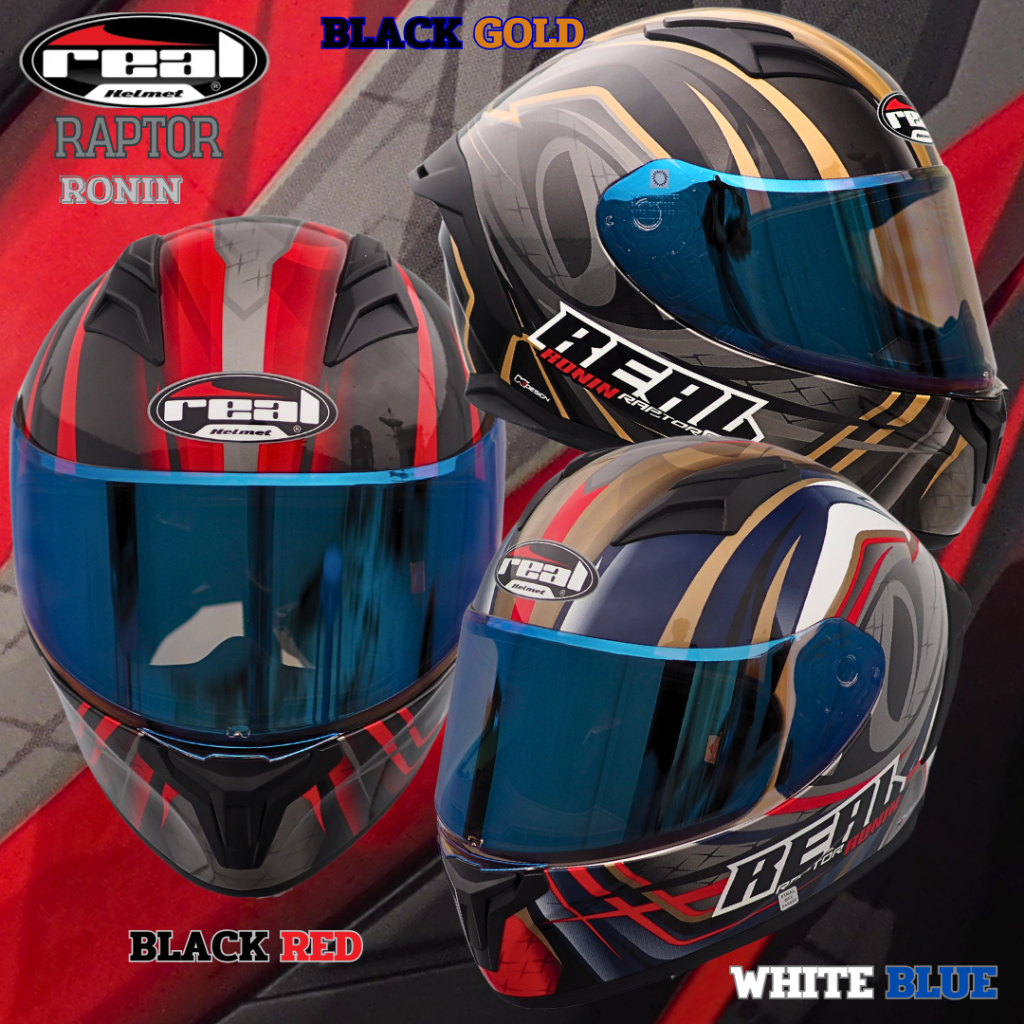 NEW หมวกกันน็อคเต็มใบ REAL HELMET RAPTOR RONIN มีให้เลือก 3 สี ]ลายใหม่ล่าสุด 2023