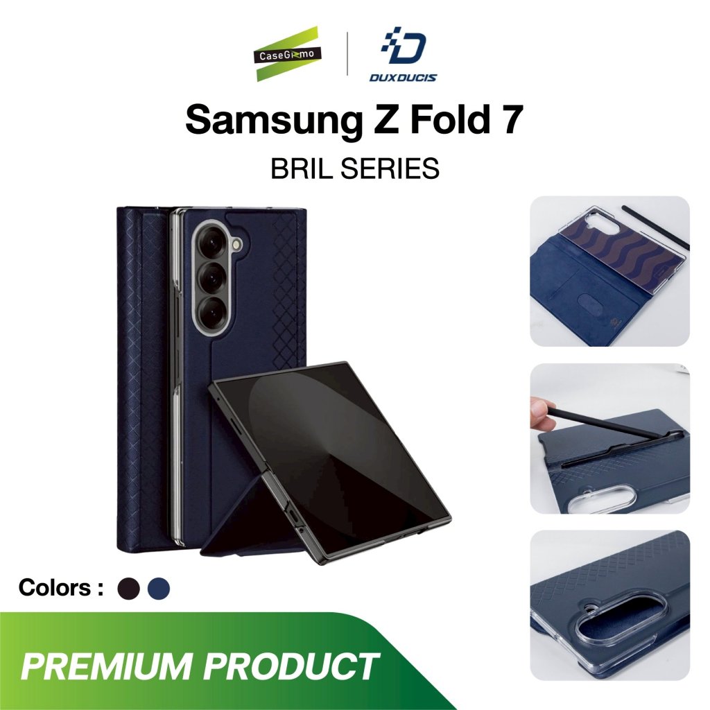 DUXDUCIS รุ่น Z Fold 7 เคสฝาพับพร้อม S Pen สี ดำ น้ำเงิน  เคส  Bril Flip Case With Pen Holder