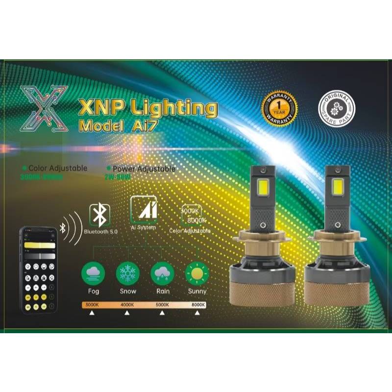 หลอดไฟหน้ารถยนต์ LED รุ่น Ai7 160w 3000-8000K สว่าง เปลี่ยนสีได้ 3 สีผ่านแอป ส่งจาก​ไทย รับประกัน2ปี