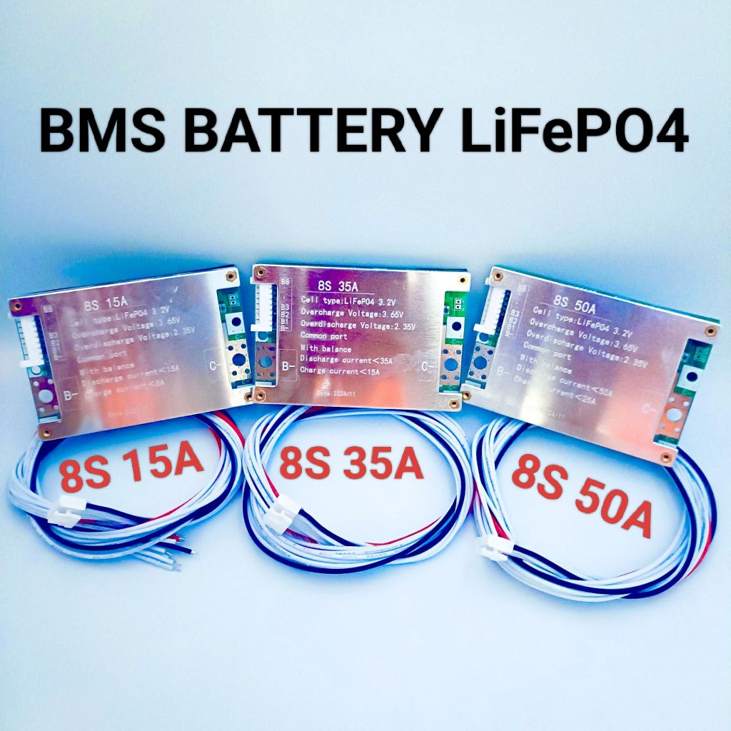 BMS Battrey Lithium 8S 15A-35A-50A อลูมิเนียม/Fe-ลิเธียม สำหรับเครื่องมือไฟฟ้า