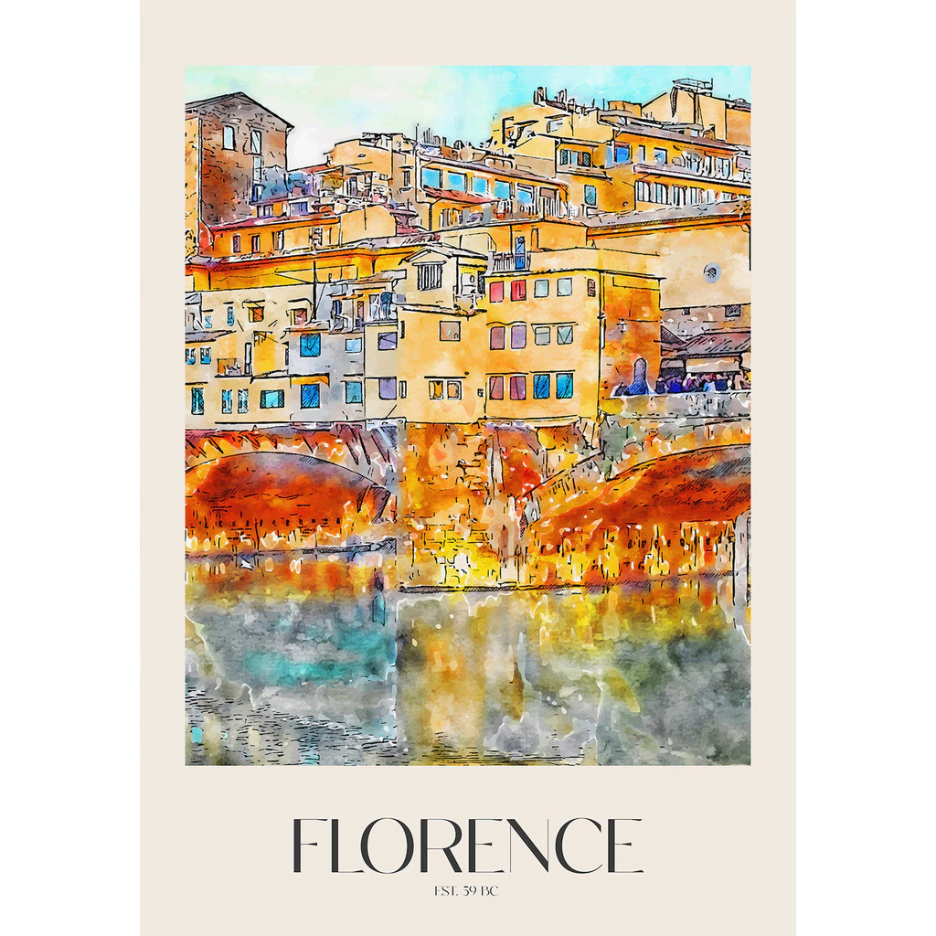 (พร้อมส่งจากไทย ภาพรวมกรอบ) ภาพวาดสีน้ำ อิตาลี ฝรั่งเศส ยุโรป สหราชอาณาจักร ตกแต่งห้อง - รูปที่ 6