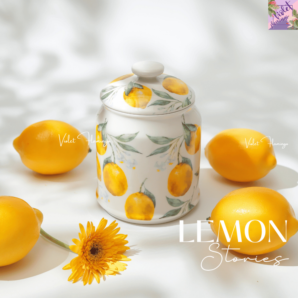 Violet Flamingo โหลเก็บของลายมะนาวสุดน่ารัก สไตล์นอร์ดิก (Lemon VIVI Ceramic Jar)