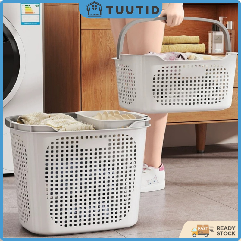 HOTUS ตะกร้าใส่ผ้า ตะกร้า ตะกร้าผ้าพลาสติก พลาสติกซักผ้าสกปรก ตะกร้าอเนกประสงค์ จัดเก็บเสื้อผ้า ตะกร้าเสื้อผ้าสกปรก