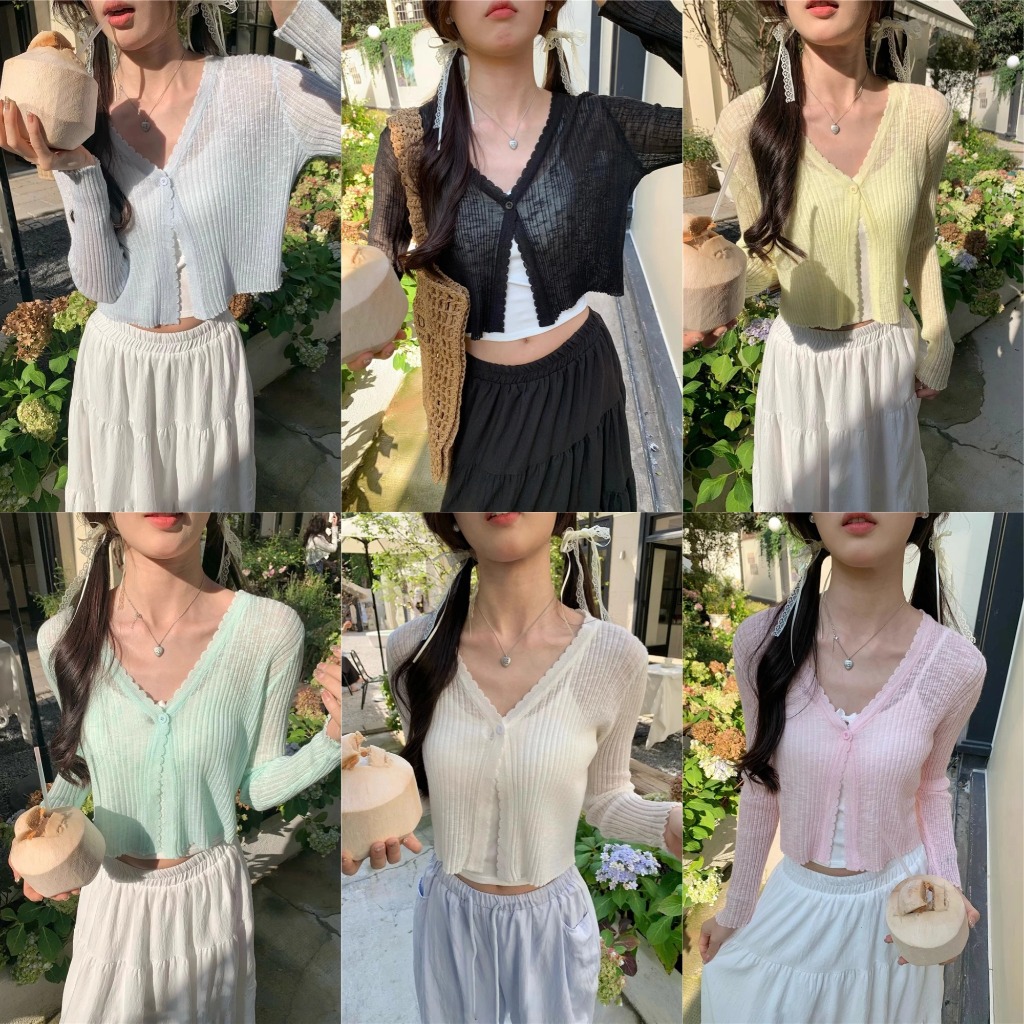 เสื้อกันเเดด เสื้อเเขนยาว ไม่อบอ้าว สีพื้น ใส่เย็นสบาย มีเชือกผูก #1502372