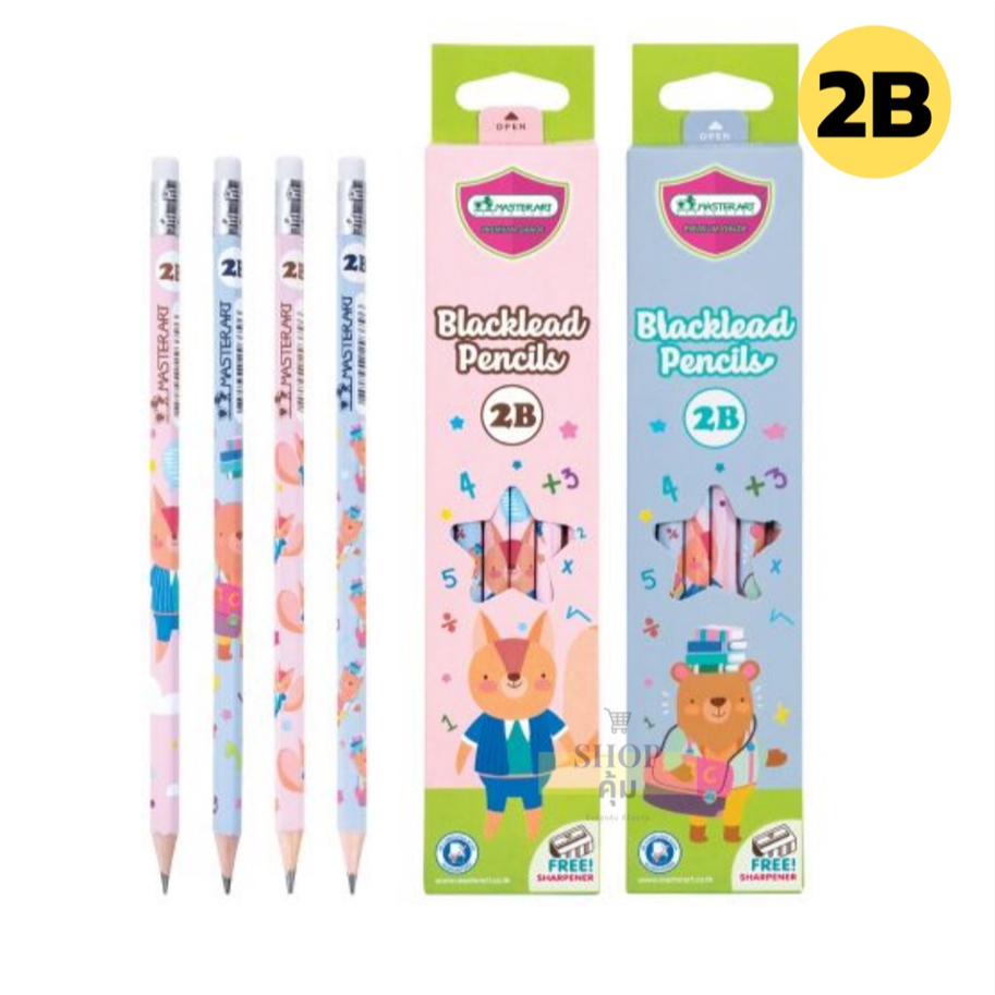 ดินสอไม้ 2B มาสเตอร์อาร์ต แฟนซี ด้ามลายการ์ตูน (1 กล่อง 12 แท่ง)