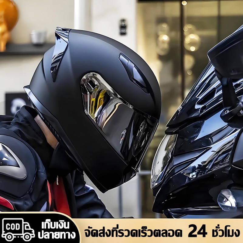 【ป้องกันหัว100%】AXK หมวกกันน็อค หมวกกันน็อก หมวกกันน๊อคเต็มใบ HD ออกแบบกระจก 2ชั้น กันแสงสะท้อน แข็ง Motorcycle Helmet