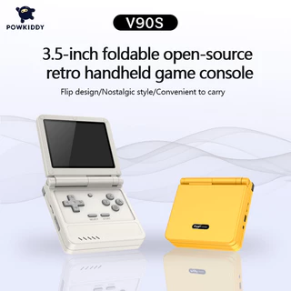 [แถม กระเป๋า] POWKIDDY V90S เครื่องเกมพกพาฝาพับ จอIPS 3.5 นิ้ว รองรับเกม PSP PS1 FC GB GBA