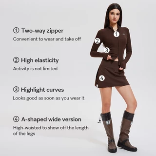 Cosleaf Women's Golf Set Lyocell fiber ชุดเสื้อแจ็คเก็ตซิปสองทางสำหรับกีฬาและแฟชั่น