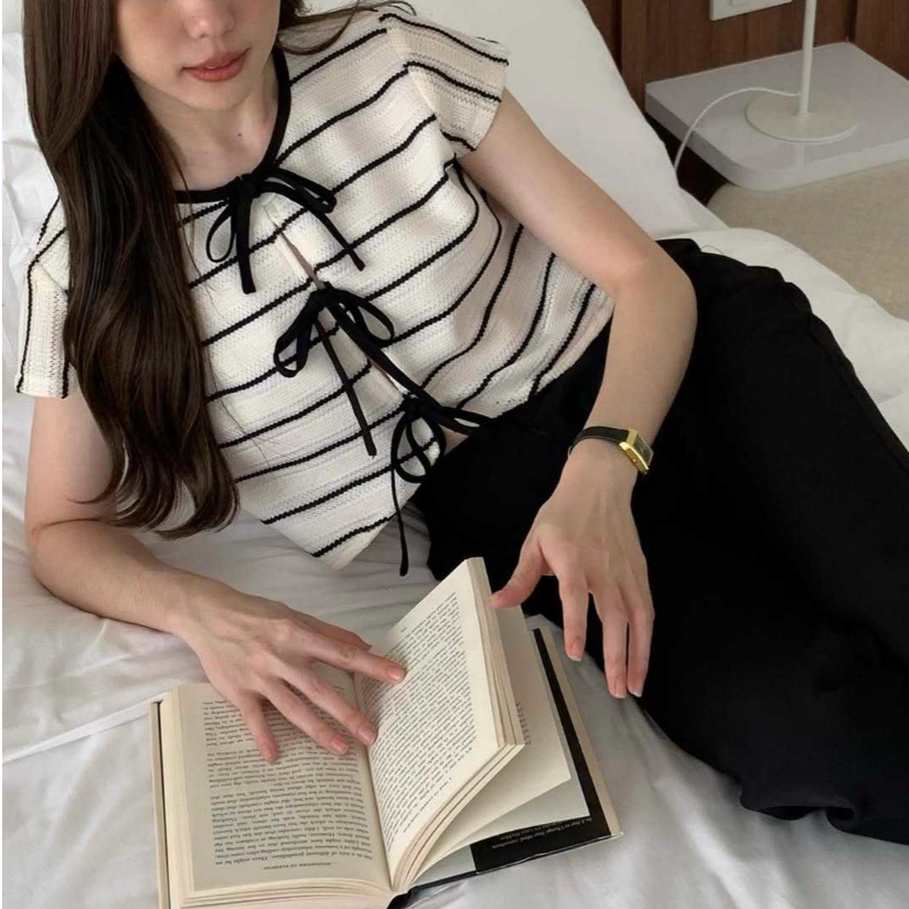 nomade bkk ੯‧̀͡⬮⭐⟡ [มือ2] Britney Top-Striped-Black