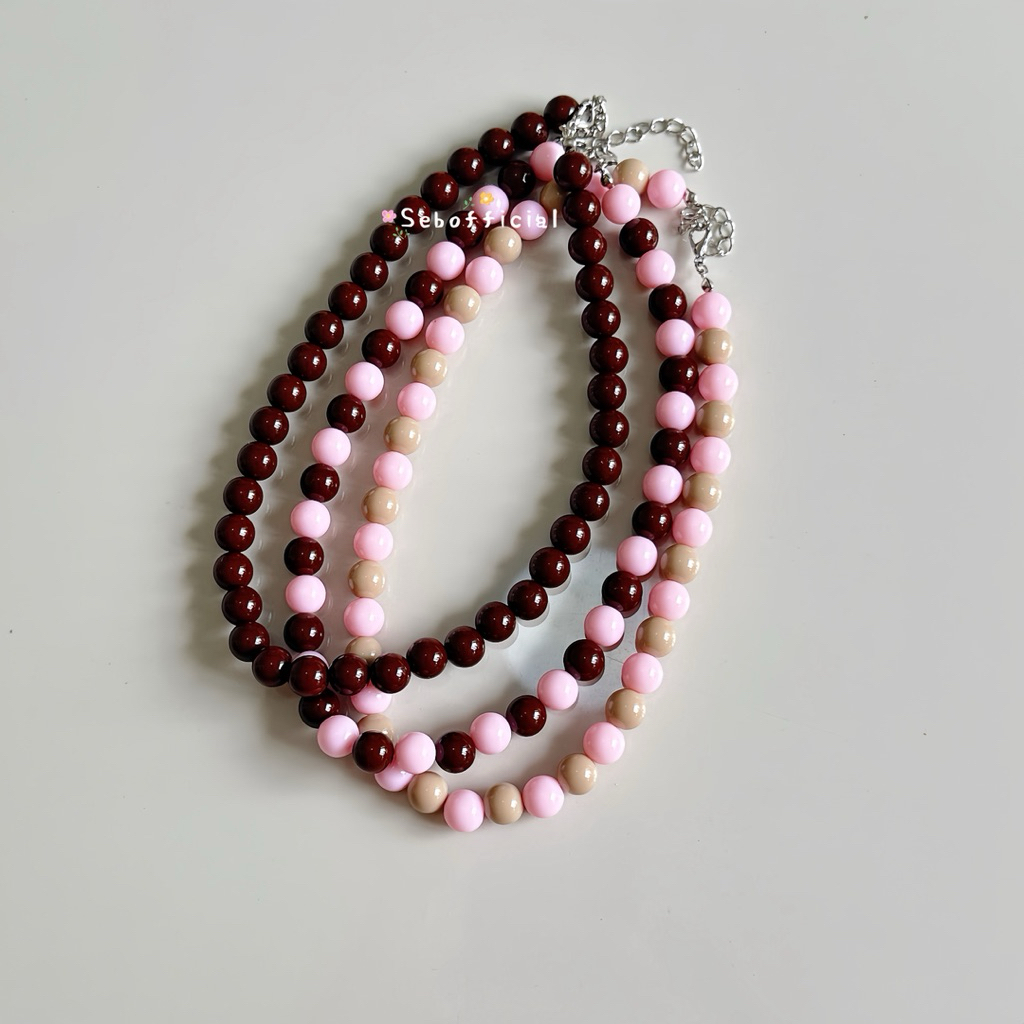 Sebofficial | Bubble Necklace (8/10mm.) ♡‧₊˚ | สร้อยคอลูกปัดอะคลิลิก สร้อยคอแฟชั่น สร้อยลูกปัดเม็ดใหญ่ รูปที่ 4