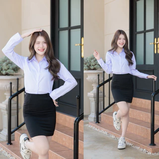 เสื้อนักศึกษาแขนยาวหญิง สีขาวนวล ขาวสว่าง ขาวโอโม่ SZ.32-48"