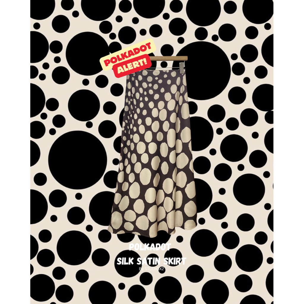 #9917 STUDIOX2 POLKADOT SATIN SKIRT กระโปรงซาติน มีหลายสีให้เลือก