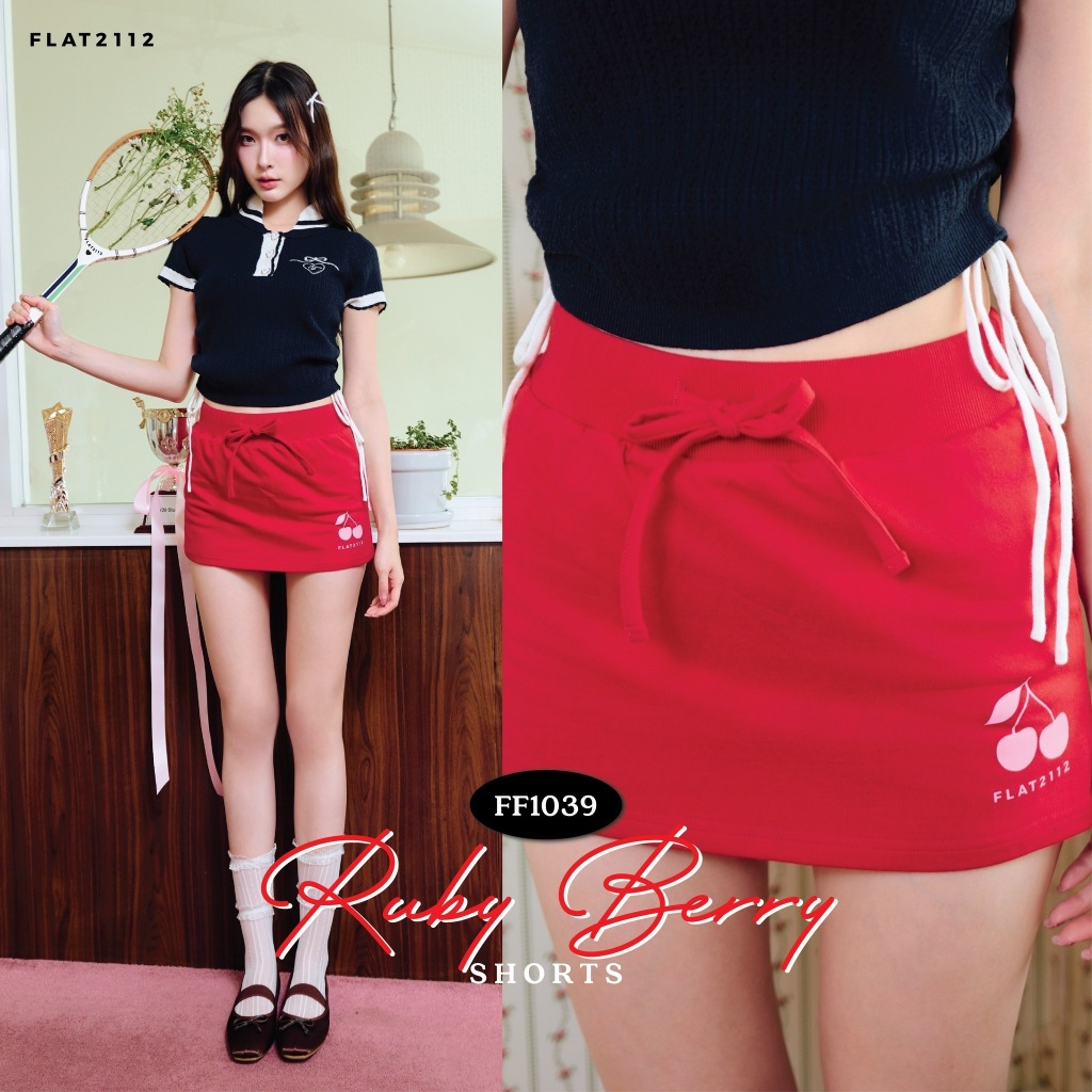 FLAT2112 FF1039 : RUBY BERRY SHORTS กระโปรงสั้น เอวยางยืด ชุดผู้หญิง แฟชั่นผู้หญิง