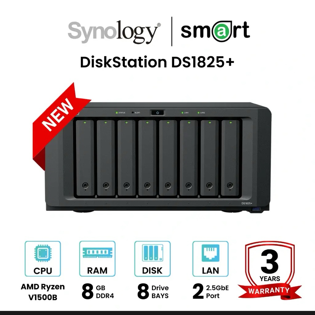Synology DiskStation DS1825+ 8-Bay NAS อุปกรณ์จัดเก็บข้อมูลบนเครือข่าย