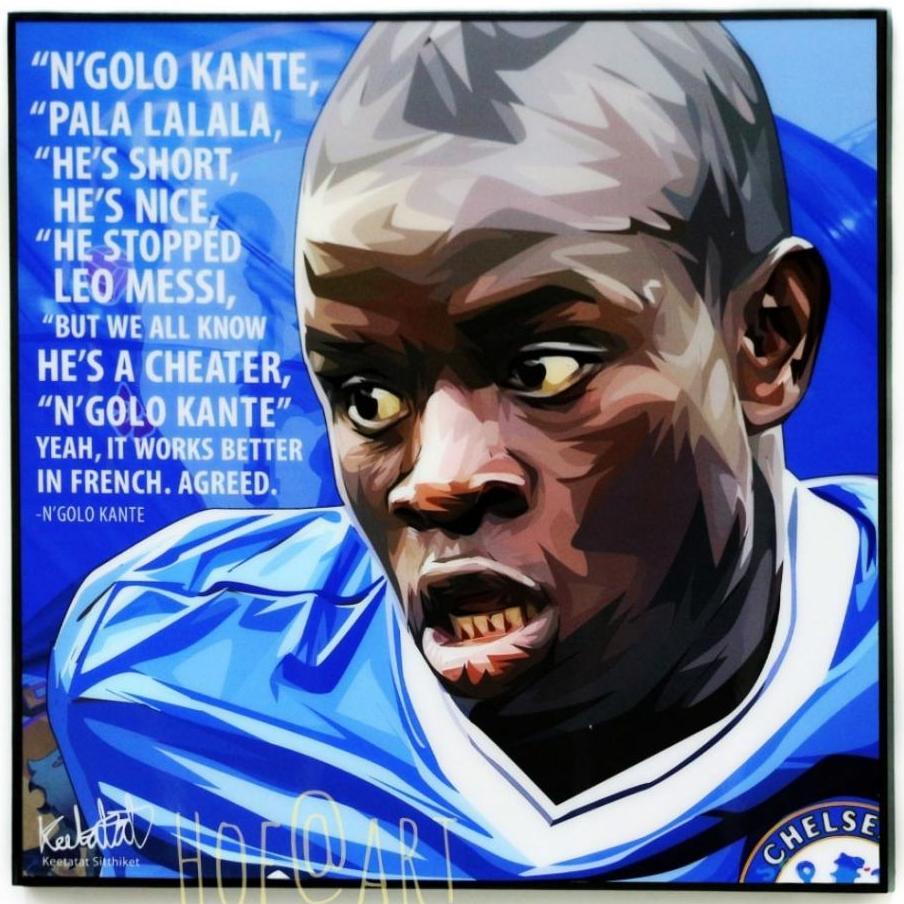N'Golo Kante เอ็นโกโล กองเต้ Chelsea เชลซี ฝรั่งเศส รูปภาพ​ติด​ผนัง​ pop art พร้อมกรอบและที่แขวน ฟุต