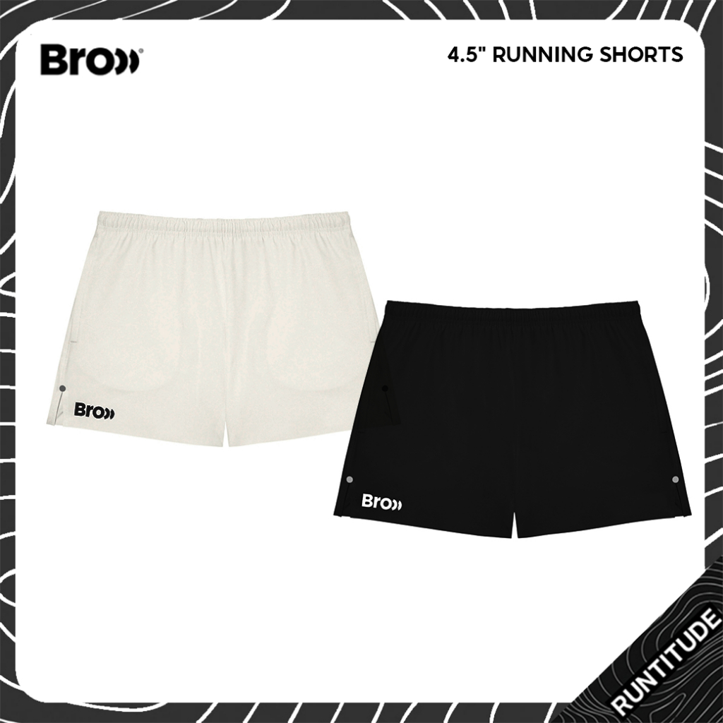 BROOO กางเกงวิ่ง RUNNING SHORTS GO EASY 4.5" [ Black & OffWhite ] กางเกงวิ่ง unisex