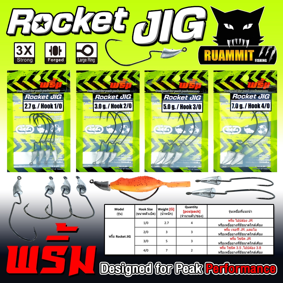 เบ็ดเกี่ยวเหยื่อยาง เบ็ดหัวจิ๊ก ROCKET JIG by พริ้ม ลัวร์