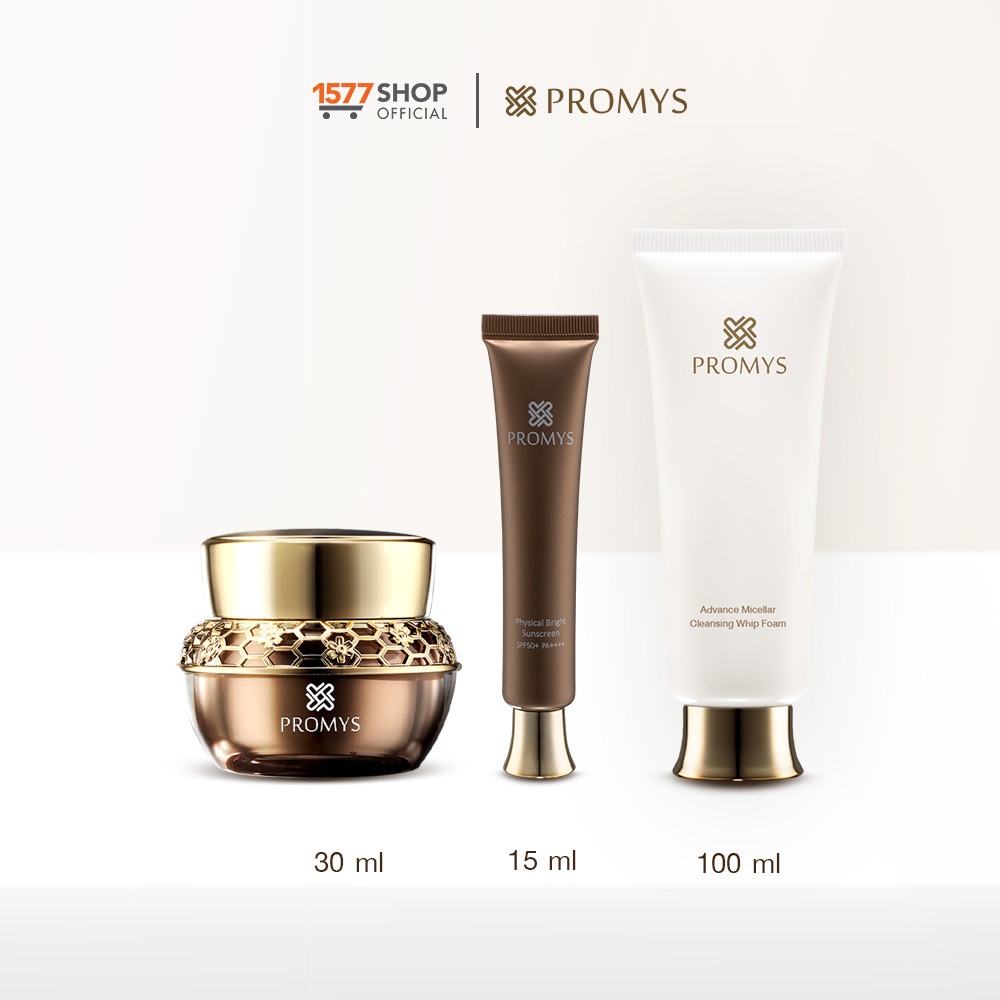 [1577Shop] Promys พรอมมิส ครีมเนื้อเซรั่ม 30 มล. x1 + กันแดด 15 มล. x1 + โฟมล้างหน้า 100 มล. x1