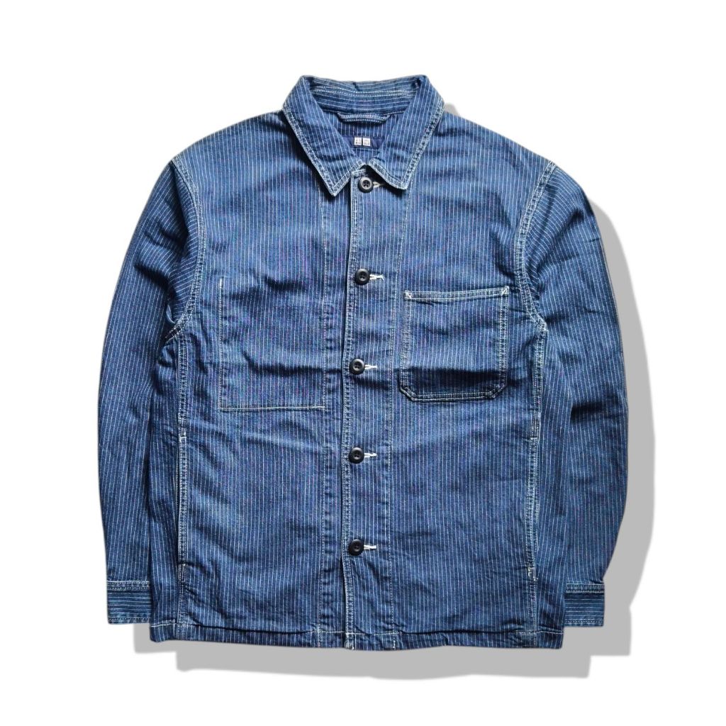 Uniqlo Striped Denim Workwear Jacket(M) รอบอก 43”