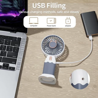 GOOJODOQ พัดลมพกพา Mini Fan พัดลมระบายความร้อน 5 สปีด พัดลมมือถือแบบชาร์จไฟได้ พร้อมขาตั้งโทรศัพท์