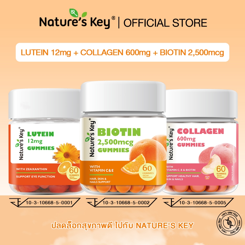 [Live Exclusive] Nature's Key Collagen Gummies + Biotin Gummies + Lutein Gummies