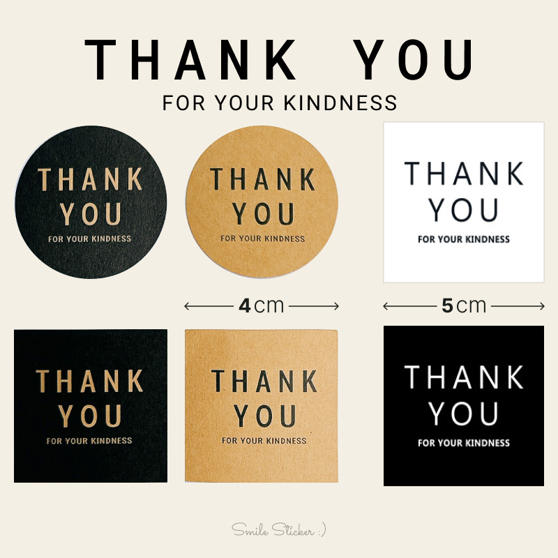 [พร้อมส่ง] สติ๊กเกอร์ THANK YOU FOR YOUR KINDNESS สไตล์มินิมอล