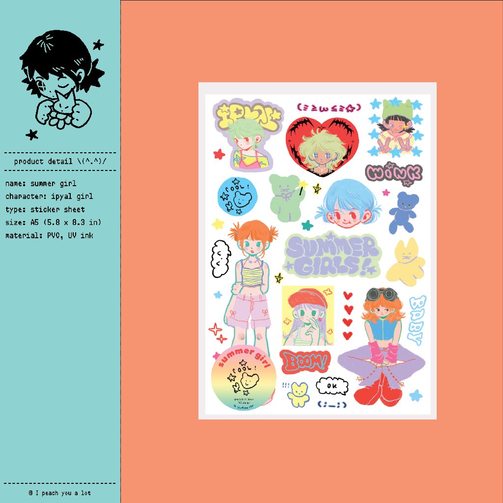 summer girls / sticker sheet / size A5