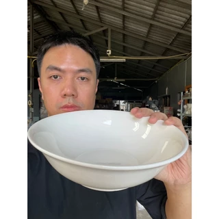 ชามเซรามิก ทรงโบราณ ชามก๋วยเตี๋ยว ชามมาม่า ขนาด 9 นิ้ว สีขาวล้วน ออกใบกำกับภาษีได้ รหัสkornzb7768