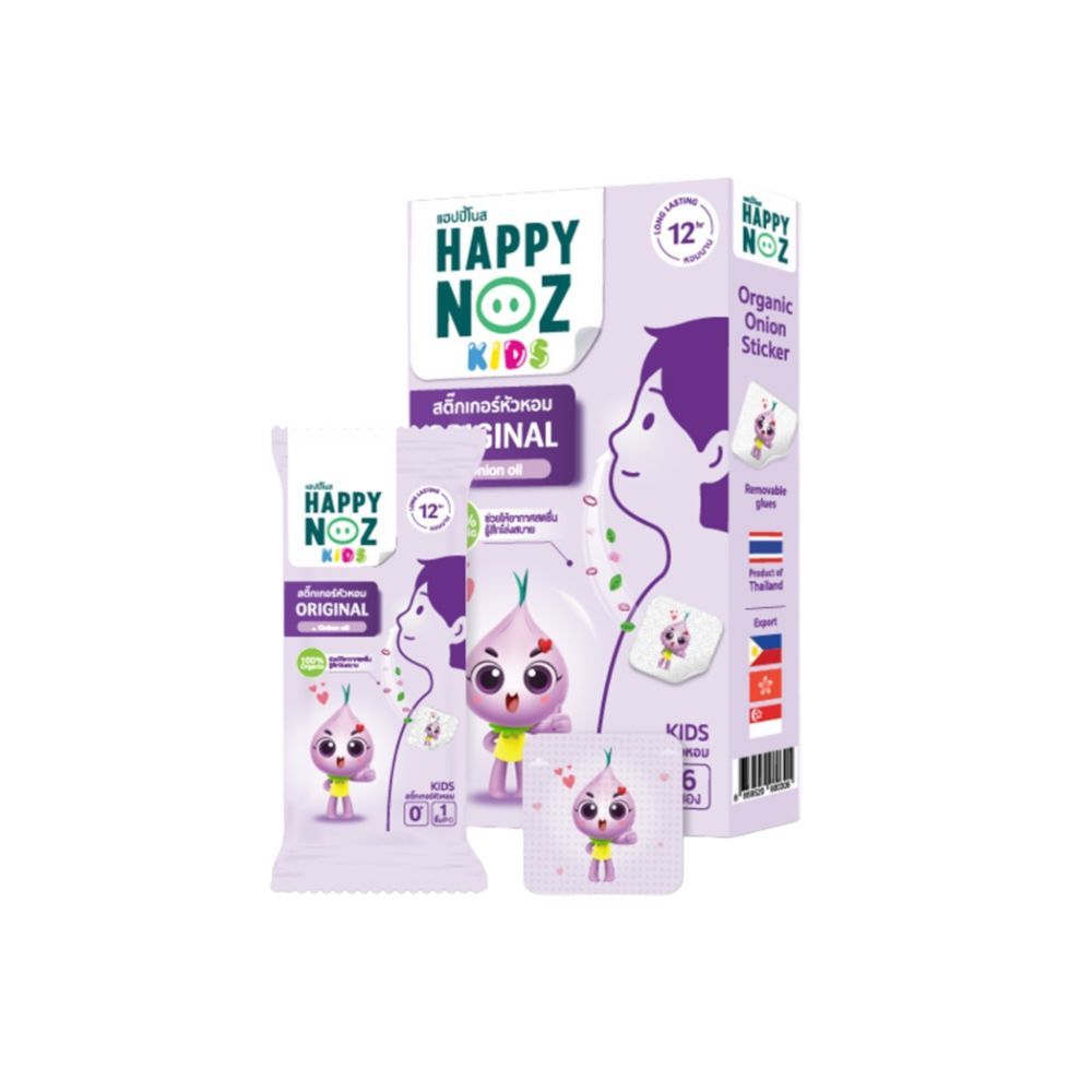 Happy Noz Organic Freshener แผ่นแปะแก้คัดจมูก สติ๊กเกอร์หัวหอมออร์แกนิค 1 กล่อง 6 ชิ้น
